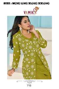 Festival Wear Beautiful Evergreen Rayon avec broderie Co-Ord Set Fabricant de l'Inde au taux le plus bas - Product Image 6