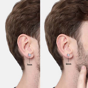 Boucles d'oreilles clous géométriques papillon en argent sterling 925 taille princesse pour hommes et garçons, solitaire carré de 7 mm, 1 pièce, cadeau - Product Image 6
