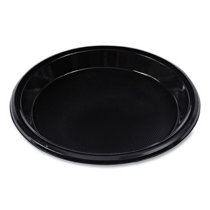Boardwalk BWKPLHIPS10BL 10 pulgadas. Plato de Plástico Resistente de Gran Diámetro - Negro para Fiestas, 125 Unidades por Paquete, 4 Paquetes por Caja - Product Image 3