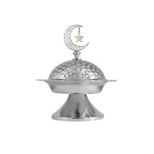 Silver Arabic Aromatic <b>Incense</b> <b>Burner</b> Crescent Moon Star Top Home Decor Winter Spring Bakhoor Oud Charcoal Holder Eid Mubkhar - Product Image 4