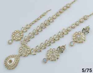 <b>Indian</b> Jewelry Traditional &Fashionable Gold Plated &Long Necklace With Earring and Maagtika Combo Necklace <b>Set</b> for Women - Product Image 2