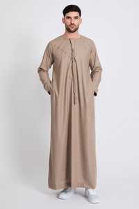 2025 nouveau Jubah Slim Fit modeste pour hommes Thobe musulman islamique grande taille vêtements traditionnels arabes pour le Qatar - Product Image 3