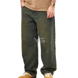 Pantalones vaqueros de mezclilla rectos informales de cintura media, pantalones vaqueros transpirables de Color sólido, suministro ODM para todas las estaciones, invierno, primavera, verano, oscuro - Product Image 1