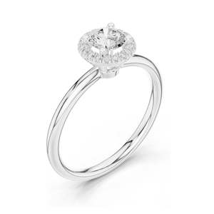 Anillo de Diamante de Laboratorio con Halo Brillante Redondo de 0.588 CT para Mujer, Claridad VVS-VS EF, Oro de 18K, 14K, 10K y Plata 925, Moissanita - Product Image 4