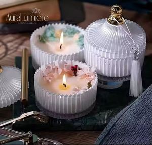 เทียนหอมเทียนไขถั่วเหลืองดอกไม้แห้งแก้วคริสตัลหินพร้อมแท่นวางเทียน - Product Image 2