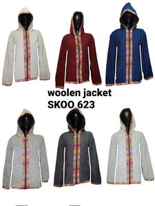 Veste en laine à feuilles persistantes à la mode élégante Motif floral Rayures Fermetures à glissière Floral Boho Hippie Hoodie Bouton à la mode Décoration - Product Image 6