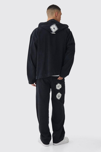 2025 sudaderas con capucha de mezclilla de gran tamaño personalizadas ropa de calle elegante holgada con cremallera sudaderas con capucha de mezclilla hombres 100% algodón - Product Image 2