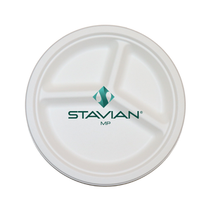 Placa redonda sostenible de 9 pulgadas y 3 compartimentos, respetuosa con el medio ambiente, 100% fibras biodegradables a base de plantas hechas de Vietnam - Product Image 1