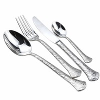 Ensemble de couverts en acier inoxydable 304 à motif en relief, poli miroir, compatible lave-vaisselle, pour banquets, mariages, hôtels, restaurants, vente en gros