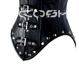 Corset gothique noir en cuir avec baleines en acier et bretelles – Vente en gros - Product Image 6