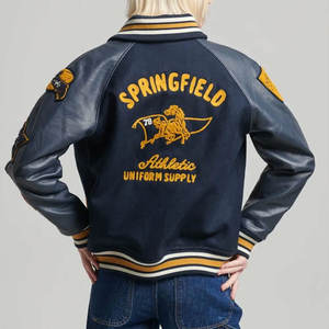 Chaqueta de Béisbol de Lana con Botones Cubiertos, Estilo Universitario, Bordado de Letras, para Mujer, Nueva Llegada, Gran Venta - Product Image 5