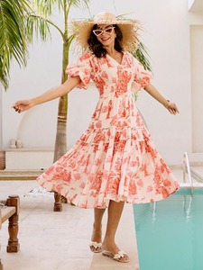 ชุดเดรสสั้นผ้าคอตตอนแบบสั้นสำหรับเจ้าสาวชุดของขวัญแต่งงานชุดใส่ในฤดูร้อนพิมพ์ลายดอกไม้ของขวัญสำหรับเธอ - Product Image 3