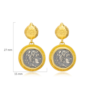 Diseño de medallón Vintage, venta al por mayor, Plata de Ley 925, turco, hecho a mano, pendientes de oro de 22K, joyería fina para mujer - Product Image 2