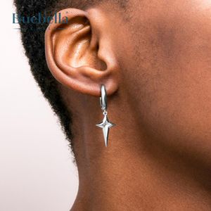 Pendientes de aro Huggie chapados en oro de 18 quilates de plata esterlina 925 hechos a mano, diseño único colgante de estrella de cuatro puntas para hombres - Product Image 3