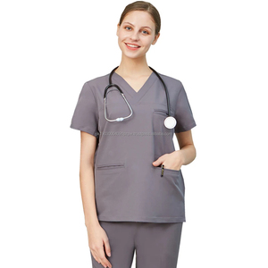 Matériau en tissu extensible 4 voies respirant pour ensemble de costume de gommage uniforme d'hôpital personnalisé pour hommes et femmes (vérifié par PayPal) - Product Image 5