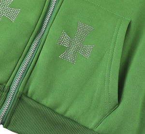 Sweat à capuche Streetwear en coton mélangé, vêtements d'automne et d'hiver avec strass, pull à capuche imprimé avec logo brillant - Product Image 3