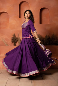 Purple Solid Anarkali Lehenga Set with <b>Cape</b> Style Dupatta Designer Ethnic Wear for Wedding Party Festive Traditional Indian wear - Product Image 6