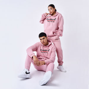 Ensemble survêtement unisexe personnalisé en molleton doux avec sweat à capuche et pantalon de jogging, impression sérigraphique et broderie de logos, vente chaude - Product Image 1