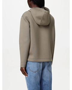 Sudadera con capucha y cremallera para mujer de lana de algodón 100% hecha en fábrica, estilo informal de invierno de peso pesado, con capucha, parte delantera de talla grande, ajuste holgado Street - Product Image 4