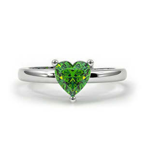 NOVAMART Fine Zarkan <b>Adjustable</b> <b>Silver</b> <b>Ring</b> with Green Heart Inlay18K Gold Plated Free Size for Gift Wholesale Export - Product Image 3
