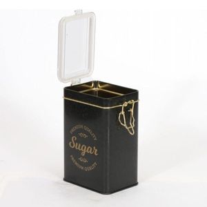 Boîte en métal rectangulaire noire sucre 75x100x150mm avec fermoir en fil 1L et couvercle transparent - Product Image 3