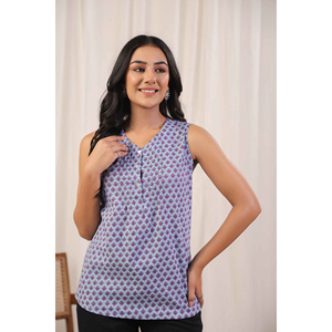 Top informal sin mangas con estampado de lavanda Mehr Inaya - Product Image 2