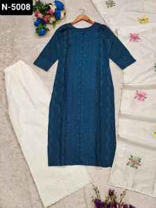 Costume ethnique indien Salwar Kameez Collection exclusive Premium Slub Rayon Beautiful Chikankari Work Ready Made Salwar Suit - Product Image 6