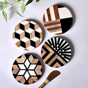 Posavasos de lujo de alta calidad, buen pulido, hecho a mano, con incrustaciones de hueso de madera natural para hoteles, hogares y restaurantes de La India. - Product Image 2