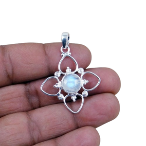 Regalo de la mejor calidad para niñas, Plata de Ley 925, diseño Simple, piedra lunar, piedra preciosa, colgante hecho a mano con sello 925, joyería colgante - Product Image 1