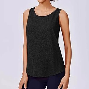 Camiseta sin mangas de secado rápido para mujer, chaleco deportivo informal de corte holgado para entrenamiento, ropa deportiva con logotipo frontal - Product Image 1