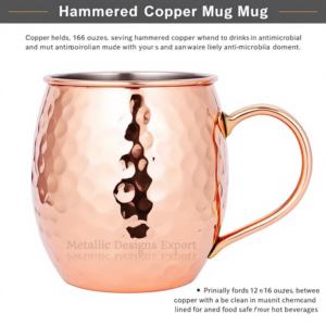 Tasse en cuivre martelé écologique de 16 oz, verres à mule de Moscou fabriqués à la main de qualité supérieure pour bars restaurants coffrets cadeaux - Product Image 3