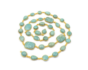 อัญมณีธรรมชาติพร้อมชุบทอง18K ทำด้วยมือแฟชั่นสวยงามของขวัญสำหรับโซ่ตัวเชื่อมต่อฝาของเธอ - Product Image 2