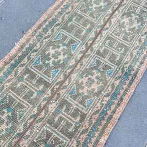 Turkish <b>Runner</b> Rug 1.7x11.2 ft, Blue <b>Green</b> Oriental Rug Wool - Product Image 5