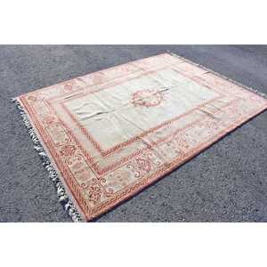 Tapis de 6,7 x 8,8 pieds, grand tapis turc vintage, tapis en laine rouge - Product Image 1