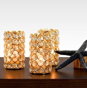 Best Seller Metal Crystal Gold <b>Tealight</b> <b>Holders</b> for Home Easter Tabletop Decoration Handmade Round Candle Votive - Product Image 2