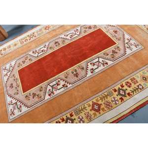 Alfombra de lana turca Vintage 6,6X9,7 pies área grande tradicional naranja rojo látex respaldo Patchwork para decoración de habitación de pasillo - Product Image 5