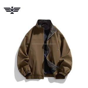 Veste coupe-vent à col montant pour homme avec logo personnalisé Toile fine Respirante Style bombardier Fermeture éclair devant Teinture unie Hiver - Product Image 6