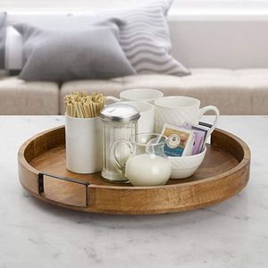 Bandeja DE SERVICIO DE MADERA hecha a mano de lujo con incrustaciones de metal adecuadas para restaurantes de hoteles de alta calidad que sirven con estilo - Product Image 1