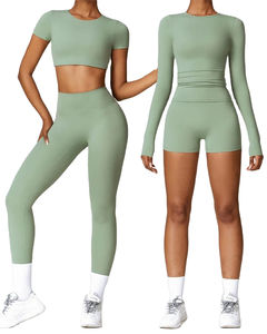 Pantalones cortos deportivos para mujer con logotipo personalizado, mallas deportivas transpirables que absorben la humedad, pantalones cortos de cintura alta sin costuras - Product Image 1