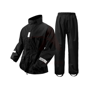 Conjunto de Chaqueta y Pantalones Impermeables y Cortavientos Unisex Negros, Cuello Alto, Diseño Reflectante, Trajes de Motocicleta Ligeros y Transpirables - Product Image 2