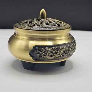 Quemador de incienso redondo hecho a mano en metal dorado con acabado pulido, perfecto para accesorio de mesa elegante, Base estable - Product Image 2