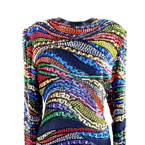 Mousseline de soie robe paillettes perles taille libre gaine ajustée courte longueur manches longues motif décoration formelle fête tenue décontracté - Product Image 1