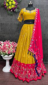 ชุดเดรสผ้าไหมปักเลื่อมงานปักลายเนยใหม่ออกแบบโดยดีไซเนอร์ชุดแต่งงานสไตล์อินเดียเทศกาล navratri โมเดลแฟนซี - Product Image 4