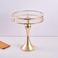 Support à gâteau de grande taille en métal et verre de forme ronde de qualité de luxe Design attrayant Vaisselle Décoration Support à dessert