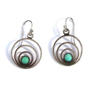 Nouveauté Boucles d'oreilles pendantes en pierre turquoise Vintage serties de pierres unisexe Certifié IGI Créations bouddhistes HARI OM Mariage - Product Image 1