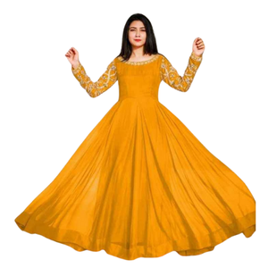 New Style Party Wear Georgette Anarkali Style Gowns with Georgette Dupatta Set for Woman <b>Wedding</b> and Festival Wear Punjabi <b>Dress</b> - Product Image 1