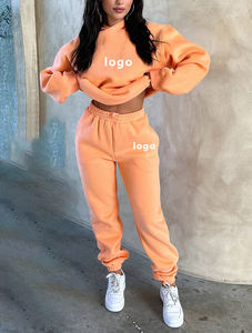 Sudadera holgada con logotipo personalizado, conjunto de sudaderas con capucha y joggers, chándal con capucha de 2 piezas de algodón 100% - Product Image 5