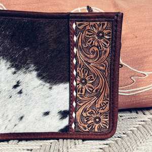 กระเป๋าพาดลำตัวหนังวัวสไตล์ตะวันตกโบฮีเมียนสินค้ามาใหม่ลายดอกไม้หนังแท้ - Product Image 3