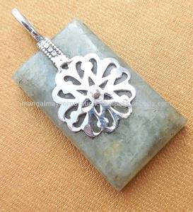 Collier pendentif vintage en argent sterling antique de 15-20 mm, unisexe, magnifique, fait main, forme de fleur, plaqué or, diamant IGI - Product Image 1