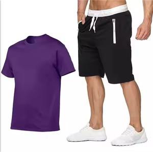 Ensembles de t-shirts et shorts de rue surdimensionnés et délavés à l'acide avec logo personnalisé vierge poids lourd surdimensionné 2 pièces pour hommes - Product Image 3